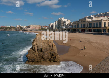 La plage de Biarritz en automne Banque D'Images