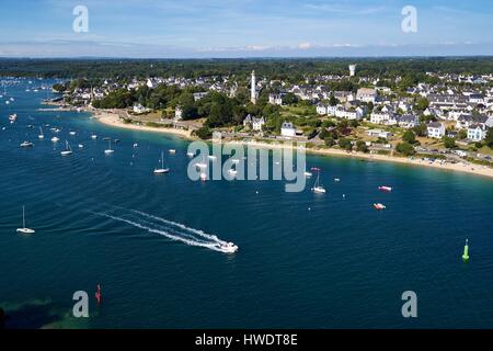 La France, Finistère, Bénodet, la rivière l'Odet (vue aérienne) Banque D'Images