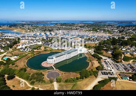 France, Morbihan, presqu'île de Rhuys, Arzon, Crouest Harbou, Hôtel Thalasso Miramar (La Cigale) (vue aérienne) Banque D'Images