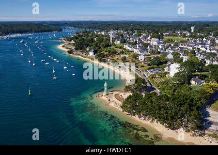 La France, Finistère, Bénodet, la rivière l'Odet (vue aérienne) Banque D'Images