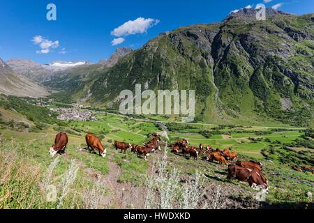 France, Savoie, parc national de la Vanoise, Bonneval-sur-Arc, étiqueté Les Plus Beaux Villages de France, le plus haut village de la vallée de la Haute Maurienne (1850m) Banque D'Images