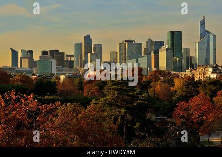 France, Paris, La Défense vu de la terrasse de la Fondation Louis Vuitton Banque D'Images