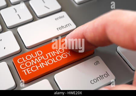 Toucher la main touche la technologie Cloud Computing. 3d. Banque D'Images