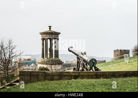 Édimbourg, Écosse - 30 décembre 2016 : Portugais Cannon sur Calton Hill, à Édimbourg, Écosse, Royaume-Uni Banque D'Images