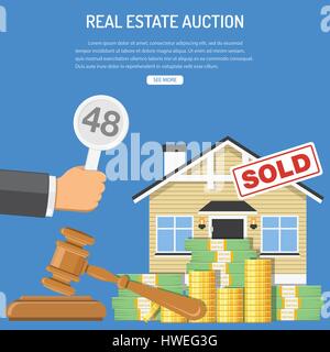 Immobilier vente aux enchères Illustration de Vecteur