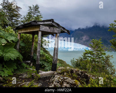 Près de Viewpoint glacier San Rafael, forêt tropicale du museau, San Rafael lagon, parc national, la région d'Aysen, en Patagonie, au Chili Banque D'Images