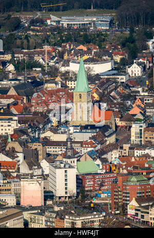 Aperçu de Hamm, Pauluskirche, Central Station, Fernsicht de l'Ouest, Hamm, Ruhr, Rhénanie du Nord-Westphalie, Allemagne, Übersicht auf Hamm, Pauluski Banque D'Images