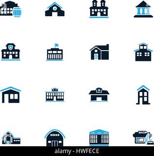 Infrastructure ville / de la ville jeu d'icônes pour les sites web et l'interface utilisateur Illustration de Vecteur