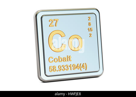 Co Cobalt, élément chimique signe. Le rendu 3D isolé sur fond blanc Banque D'Images