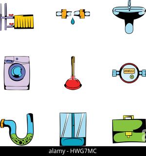 Toilettes icons set, cartoon style Illustration de Vecteur