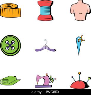 Icons set Couture, style cartoon Illustration de Vecteur