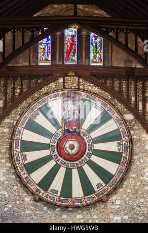 Table ronde Winchester datant du xiiième siècle, , Grande Salle, Winchester Winchester Hampshire UK Banque D'Images