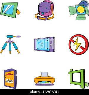 Photo Icons set, cartoon style Illustration de Vecteur