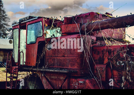 Tracteur rouge Banque D'Images