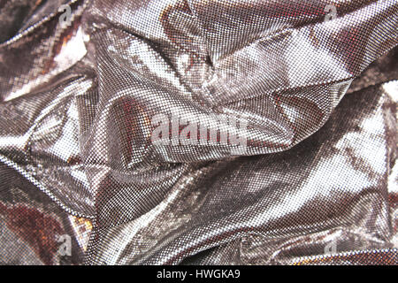 Robe chiffon miroir argent matière tissus de texture. Banque D'Images