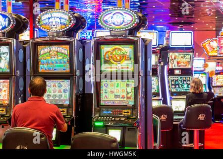 France, Seine Maritime, Le Havre, casino de l'hôtel Pasino (groupe Partouche), prix de 180 machines à sous Banque D'Images