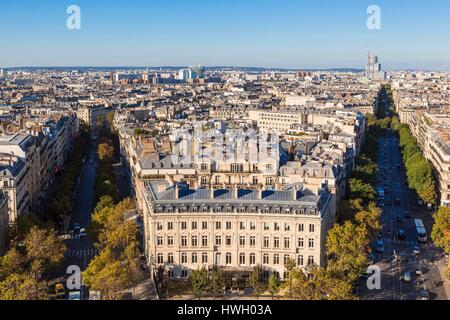 France, Paris, vue générale avec l'Avenue Mac Mahon et de l'Avenue de Friedland Banque D'Images