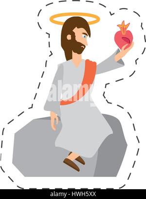 Caricature jésus christ holding heart sac Illustration de Vecteur
