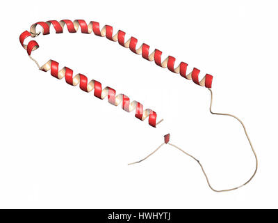 La protéine alpha-synucléine. Peut jouer un rôle dans les maladies de Parkinson et d'Alzheimer. Caricature de représentation avec la coloration rouge de la structure secondaire (hélices). Banque D'Images