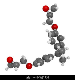 L'éther diglycidylique de bisphénol A (DGEBA) BADGE, molécule constitutive de la colle époxy. Le rendu 3D. Les atomes sont représentés comme des sphères de couleur classique c Banque D'Images