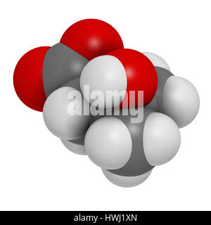 Beta-hydroxy beta-methylbutyric HMB leucine (acide) métabolite molécule. Le rendu 3D. Utilisé en tant que complément, peut augmenter la force et la masse musculaire. Atom Banque D'Images