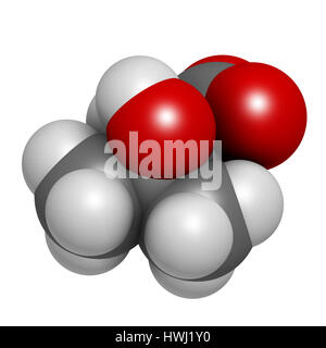 Beta-hydroxy beta-methylbutyric HMB leucine (acide) métabolite molécule. Le rendu 3D. Utilisé en tant que complément, peut augmenter la force et la masse musculaire. Atom Banque D'Images