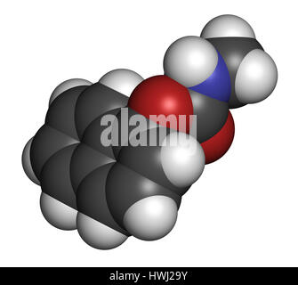 Le carbaryl (carbaril) molécule insecticide carbamate (classe). Le rendu 3D. Les atomes sont représentés comme des sphères avec codage couleur classiques : l'hydrogène (w Banque D'Images