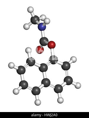 Le carbaryl (carbaril) molécule insecticide carbamate (classe). Le rendu 3D. Les atomes sont représentés comme des sphères avec codage couleur classiques : l'hydrogène (w Banque D'Images