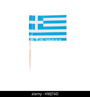 Drapeau Grèce cure-dents. Paper drapeau grec . Isolé sur fond blanc Banque D'Images