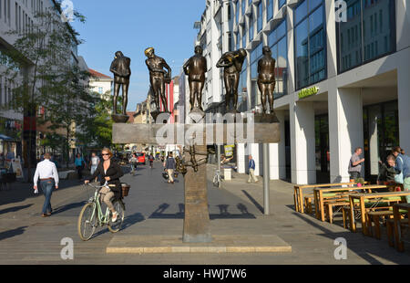 Kunstwerk, Unzeitgemaesse Zeitgenossen, Grimmaische Strasse, Leipzig, Saxe, Allemagne, UnzeitgemÃ¤sse Zeitgenossen Banque D'Images