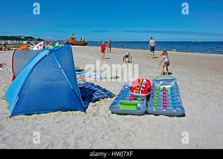 Plage, Ahlbeck-Heringsdorf, Île d'Usedom, côte de la mer Baltique, Schleswig-Holstein, Allemagne Banque D'Images