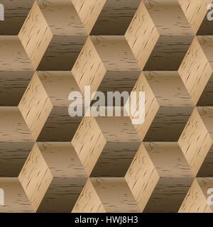 Résumé fond transparent, modèle de cubes isométriques, répéter la texture en bois, vector illustration. Illustration de Vecteur