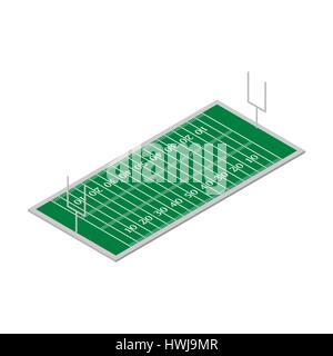 Champ pour jouer au football avec un marquage au sol et barrières. Télévision 3D isométrique, style vector illustration. Illustration de Vecteur