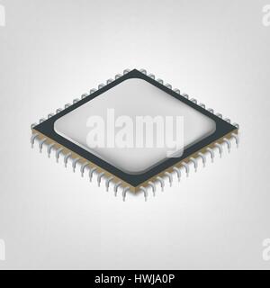 Unité centrale de traitement dans une vue isométrique, isolé sur fond blanc. Élément de conception des composants électroniques d'appareils numériques et d'ordinateur, v Illustration de Vecteur
