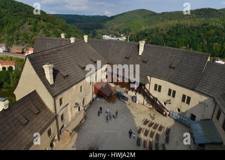 Innenhof, Burg, Loket, République Tchèque Banque D'Images