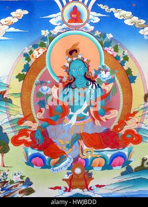 La peinture bouddhiste tibétaine thangka ou, un important outil de méditation traditionnelle représentant Bouddha Banque D'Images