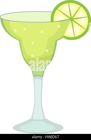 Verre à cocktail pour Marguerite et de tequila lime slice avec télévision, icône de style dessin animé. Verre isolé sur fond blanc. Cocktail sans alcool. Vector illustration. Illustration de Vecteur