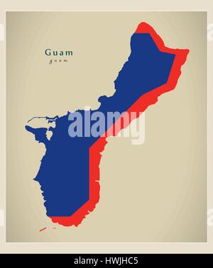 Carte moderne - couleur du drapeau Guam GU Illustration de Vecteur