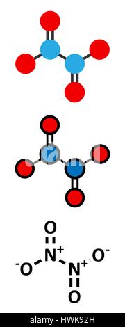 Le tétroxyde d'azote (tétroxyde de diazote, N2O4), molécule de propergol. Les rendus 2D stylisée et conventionnelle formule topologique. Illustration de Vecteur