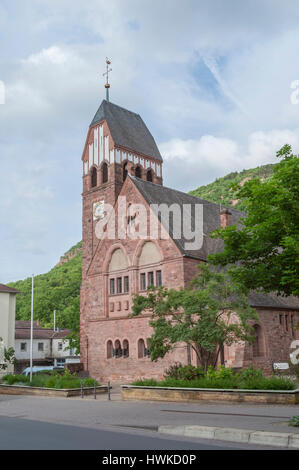 Église protestante, bad muenster, vallée de la Nahe, vallée du Rhin, rheingrafenstein, patrimoine unesco, Bad Kreuznach, Rhénanie-Palatinat, Allemagne Banque D'Images