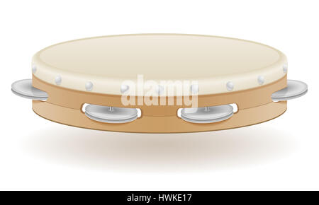 Instruments de musique tambourin stock illustration isolé sur fond blanc Banque D'Images