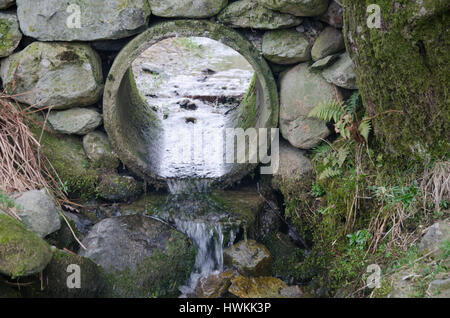 Le drainage du tuyau d'eau dans le mur de pierre autour d'un champ Photo  Stock - Alamy