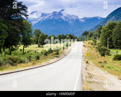 Route Carretera Austral au sud de la Patagonie, le Chili Puyuhuapi, Banque D'Images