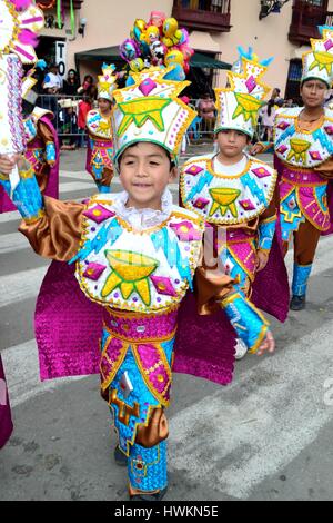 Plaza de Armas - Carnaval de Cajamarca. .Département de Cajamarca au Pérou Banque D'Images