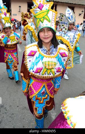 Plaza de Armas - Carnaval de Cajamarca. .Département de Cajamarca au Pérou Banque D'Images