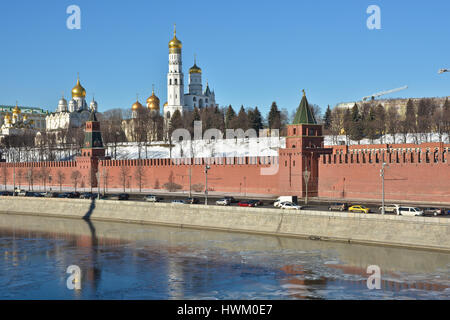 Kremlin talus de la Moskova. Paysage d'hiver du cœur de la capitale russe. Banque D'Images