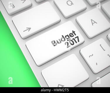 Le budget de 2017 - Inscription sur la touche du clavier blanc. 3D. Banque D'Images