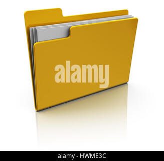 3d illustration de l'icône de dossier jaune sur fond blanc Banque D'Images