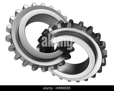 3d illustration de deux roues d'engrenages Banque D'Images