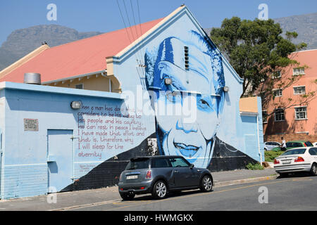 Nelson Mandela murale, Cape Town, Afrique du Sud Banque D'Images